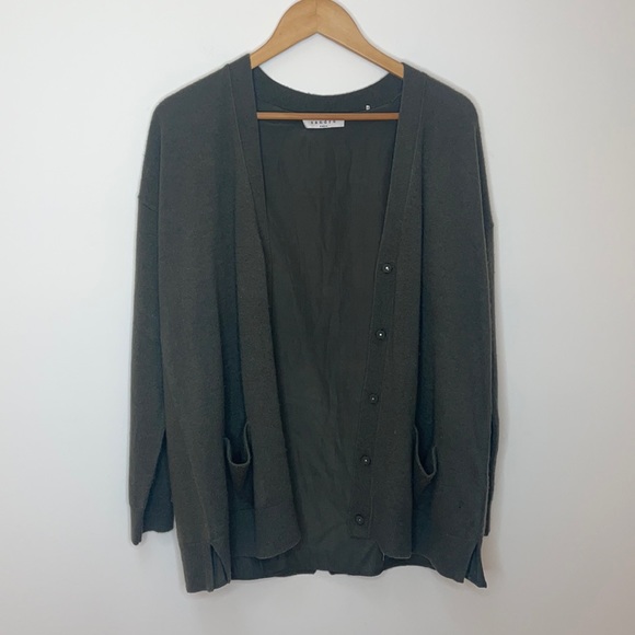 Sandro Hunter Green Snap Button Cardigan - Picture 1 of 5